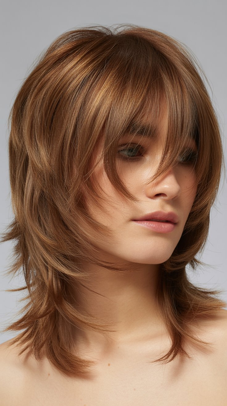 26 Effortless Shaggy Medium-Length Hairstyles with Layers and Bangs