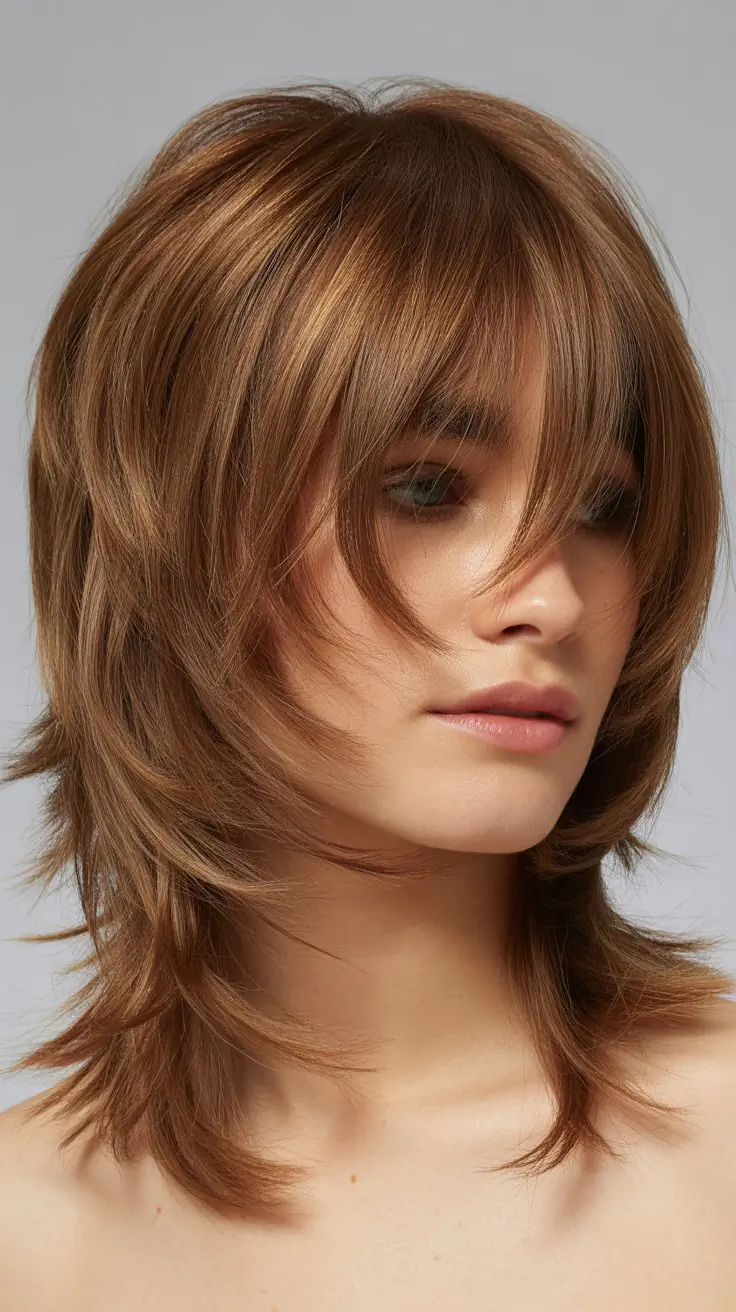 26 Effortless Shaggy Medium-Length Hairstyles with Layers and Bangs