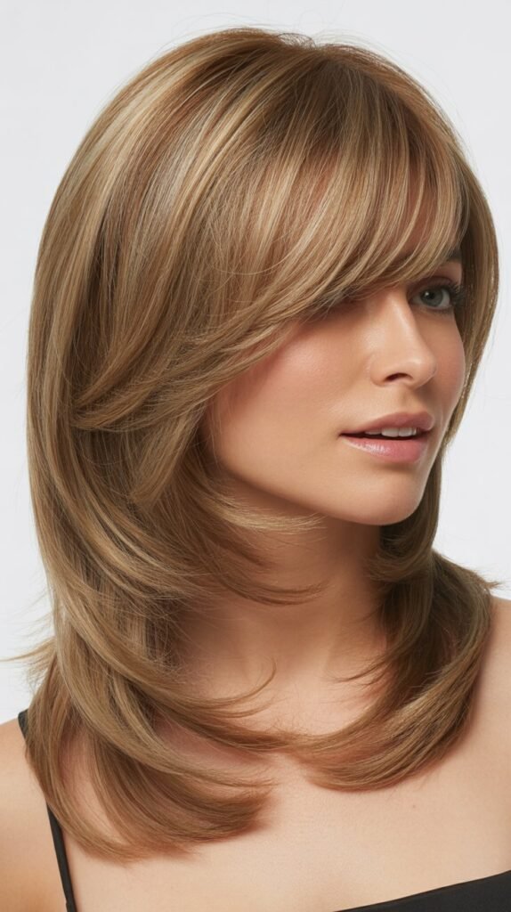 Long Layers with Textured Side Bangs