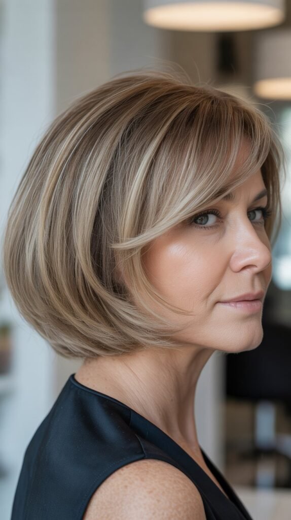 Layered Bob with Side-Swept Bangs