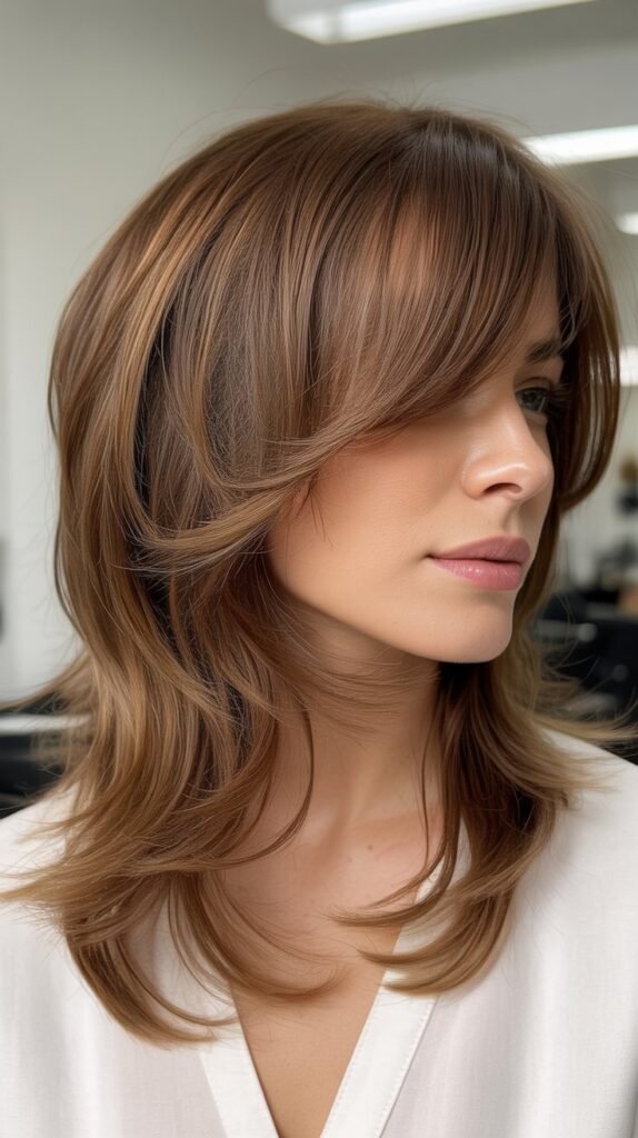 Shaggy Layers with Side-Swept Bangs