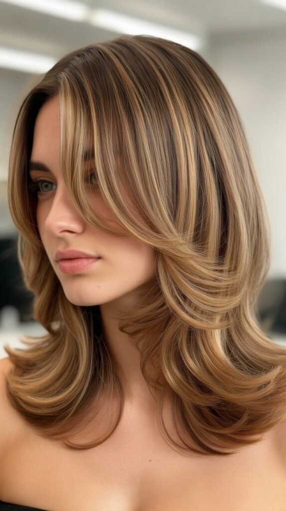 Curtain Bangs with Layered Lob