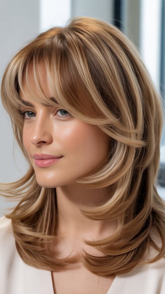 Voluminous Layers With Arched Bangs