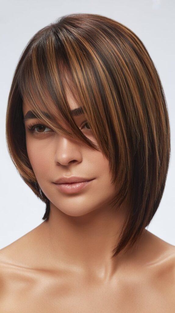 Asymmetrical Bangs with Angled Bob