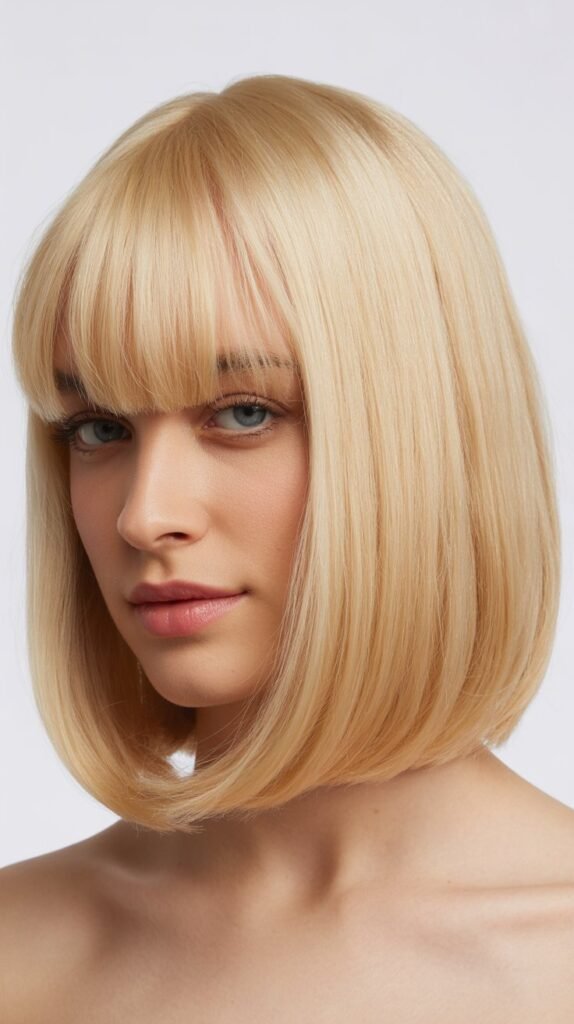 Sleek Straight Bob with Baby Bangs