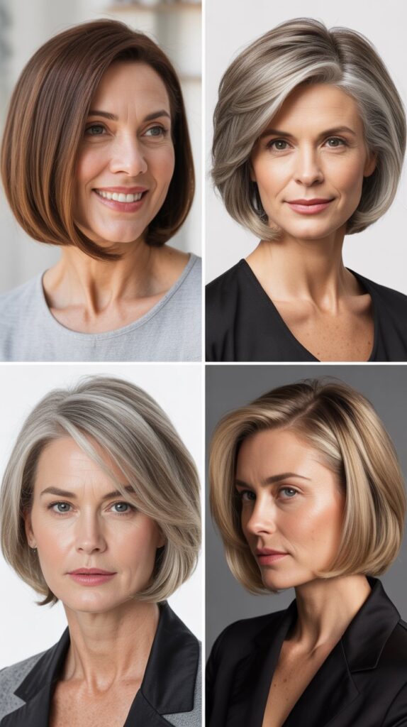27 Short Bob Hairstyles for Women Over 50 with Fine Hair That Look Full 27 The Bob with Middle Part