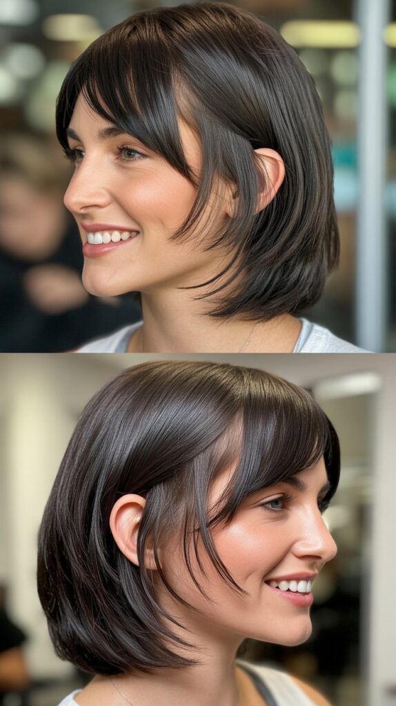 Long Bob with Pieced-Out Bangs
