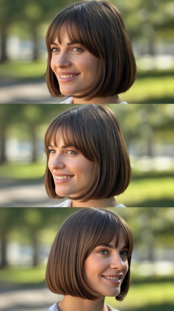 Blunt Long Bob with Feathered Bangs