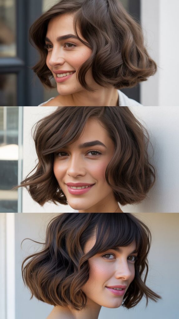 Modern Wavy Bob With Long Swooping Bangs