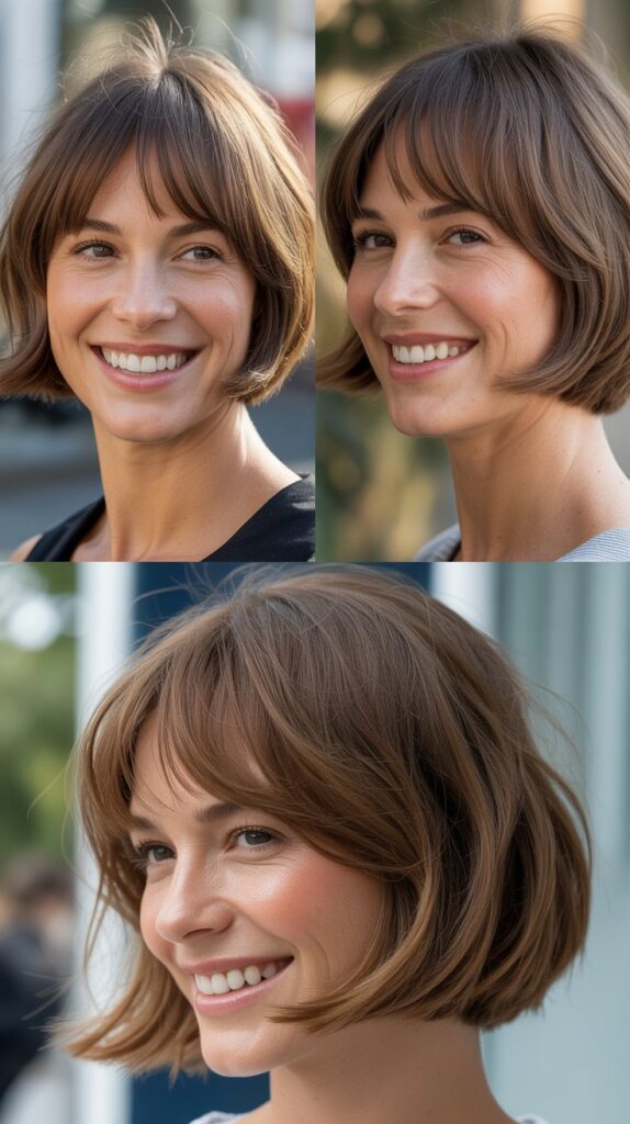 Natural Bob With Long Organic Bangs