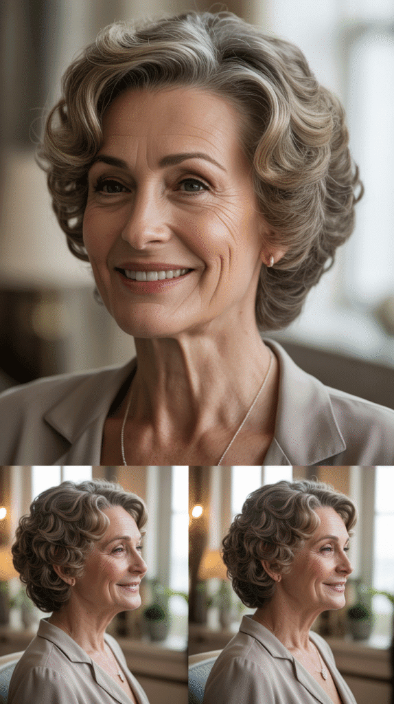 Soft Curly Layers with Side Part