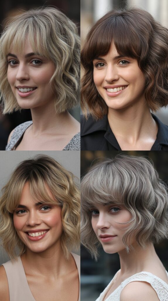 Wavy Bob With Long Bangs In Ash Tones