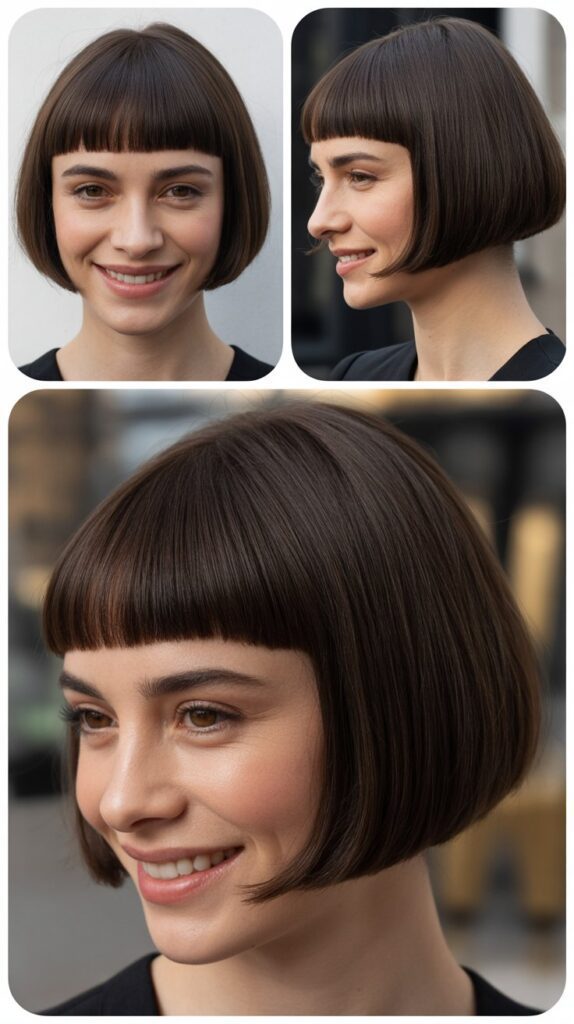 33 French-Inspired Bob Hairstyles With Fringe That Look Timeless 11 Sleek Bob With Arched Fringe