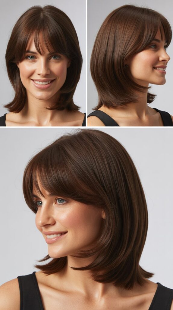 Soft Layered Bob with Center-Part Bangs