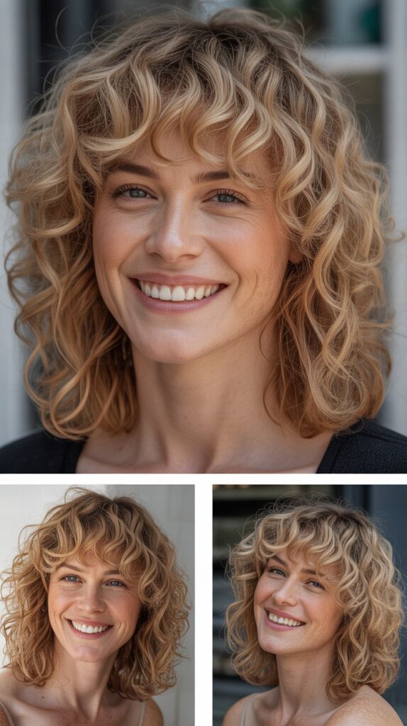 Natural Texture with Curly Wispy Bangs