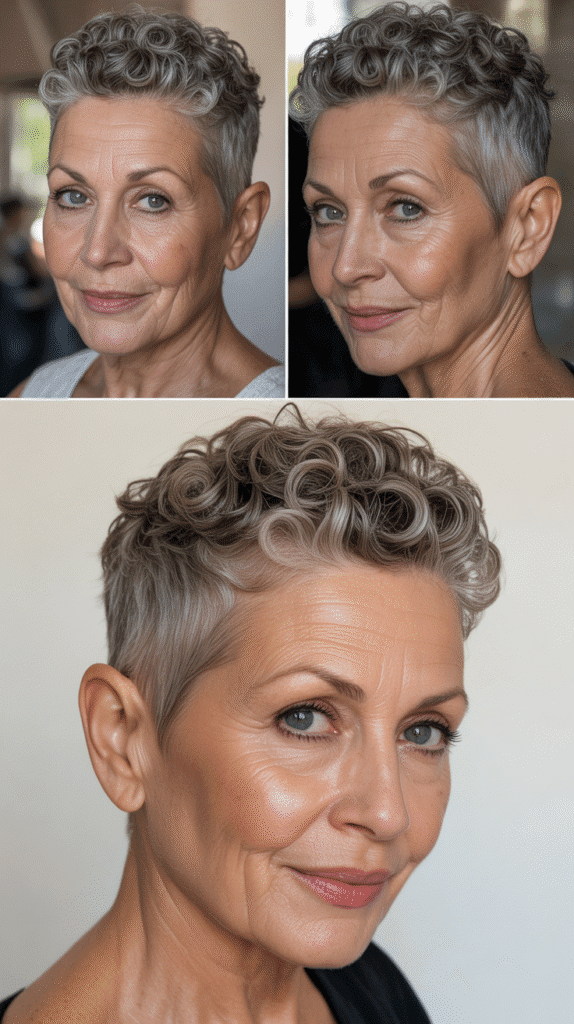 Curly Buzz Cut with Textured Top