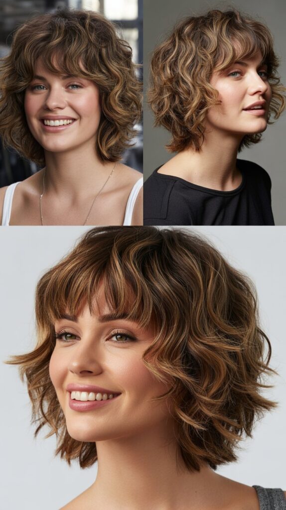 Shaggy Wavy Bob With Long Wispy Bangs