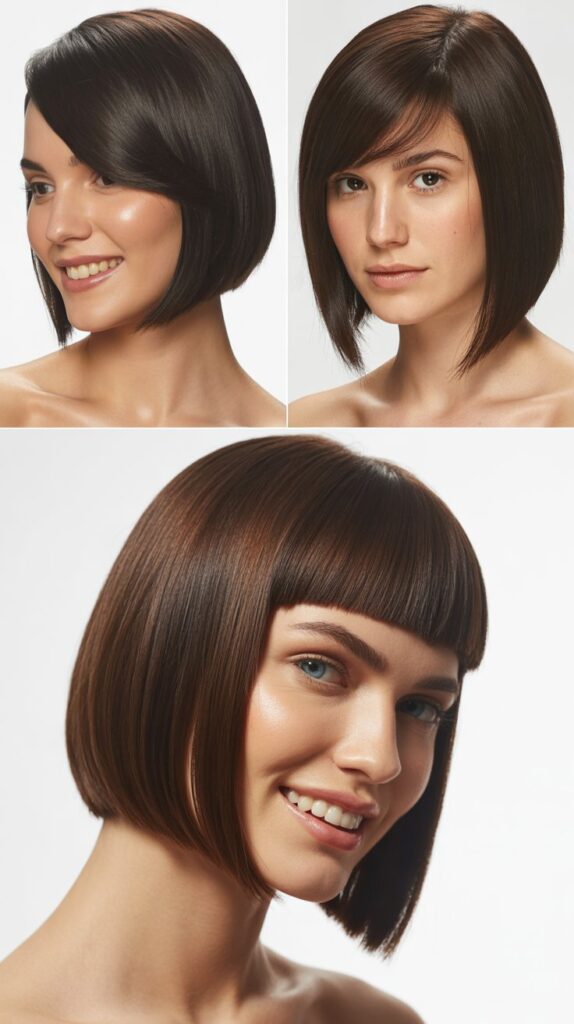 Sleek Bob With Long Diagonal Bangs