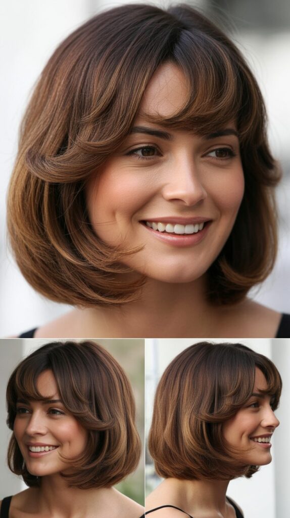 Layered Lob with Swoopy Bangs