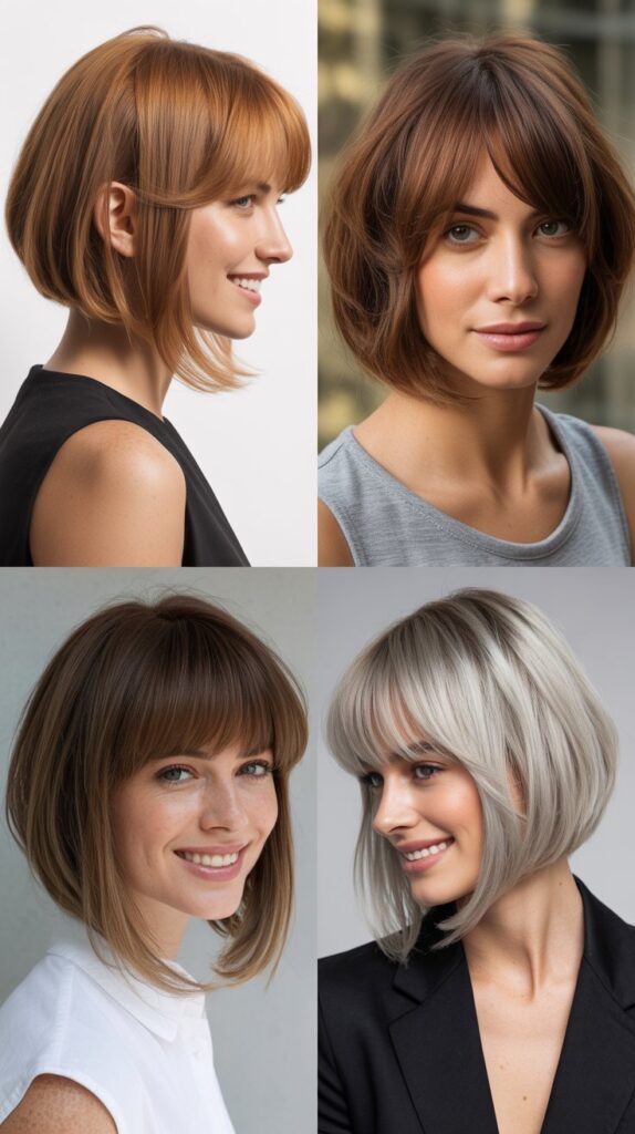 Asymmetrical Long Bob with Angled Bangs