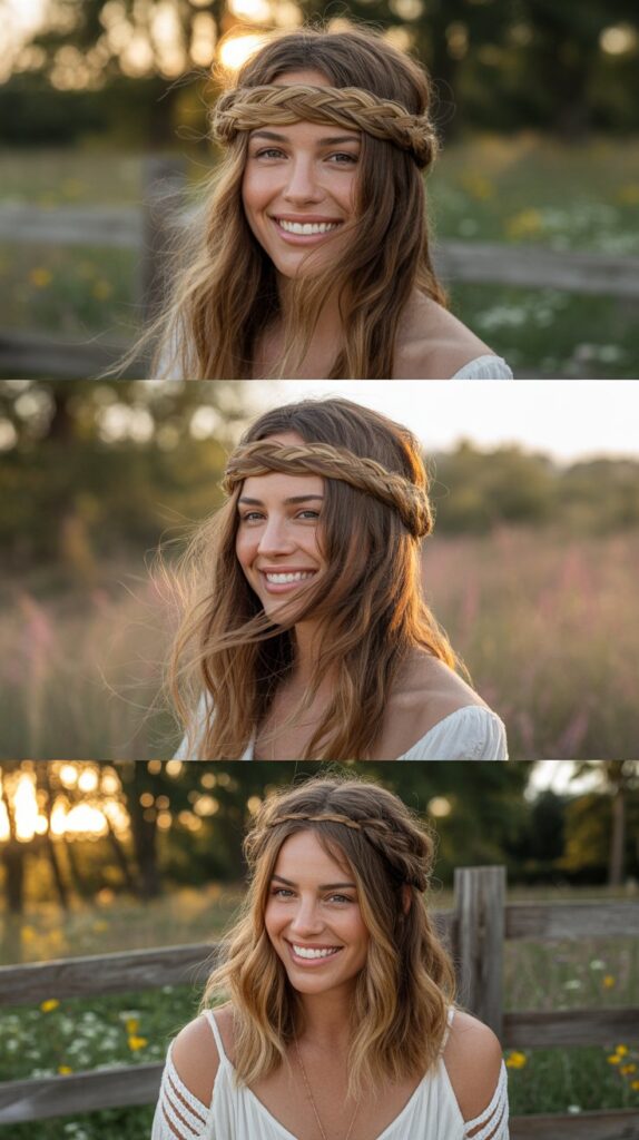Braided Crown with Bangs Down