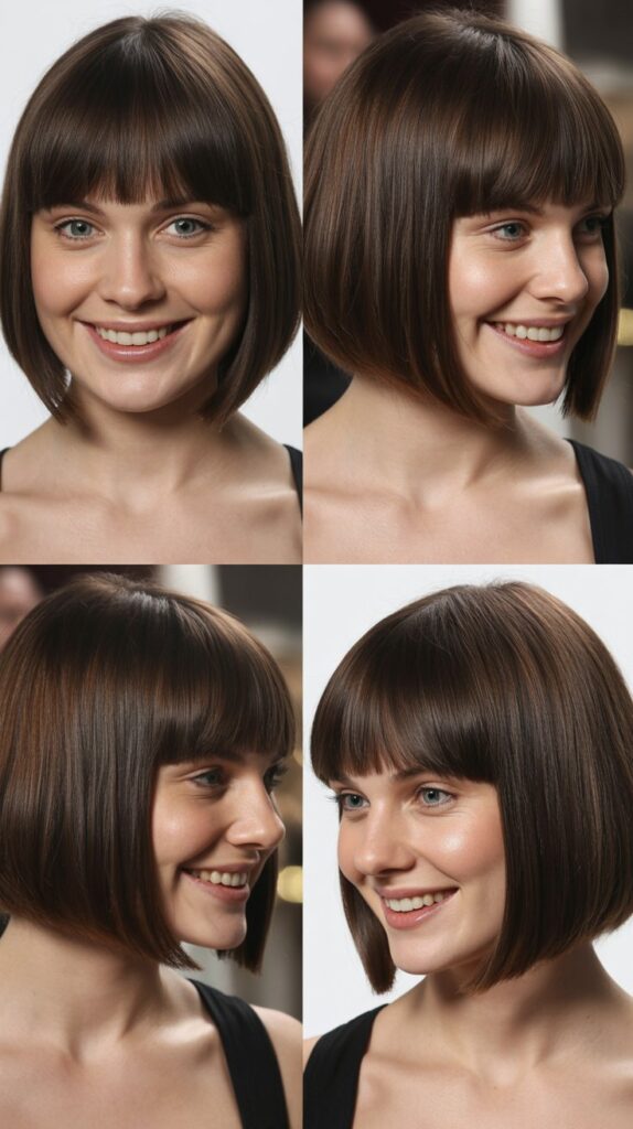 33 French-Inspired Bob Hairstyles With Fringe That Look Timeless 1 Classic Blunt Bob With Straight-Across Fringe