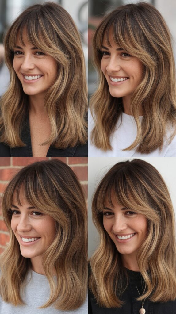 Long Bangs with Balayage Highlights