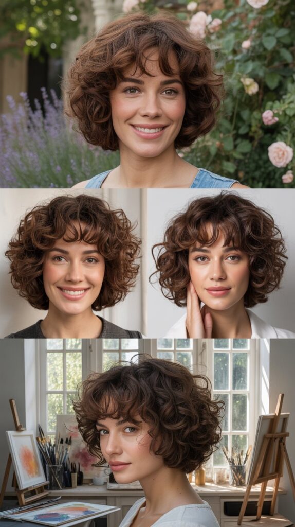 33 French-Inspired Bob Hairstyles With Fringe That Look Timeless 22 Natural Texture Bob With Curly Fringe