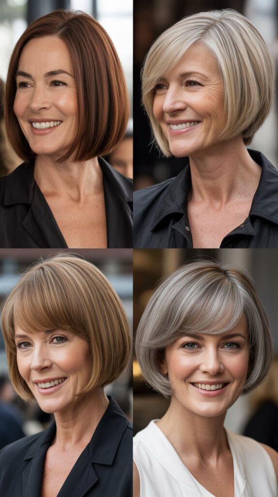 27 Short Bob Hairstyles for Women Over 50 with Fine Hair That Look Full 14 The Sleek Straight Bob