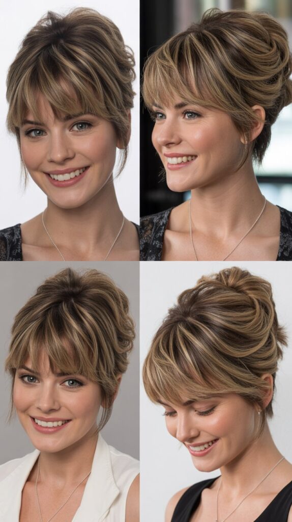 Wrapped Chignon with Choppy Bangs