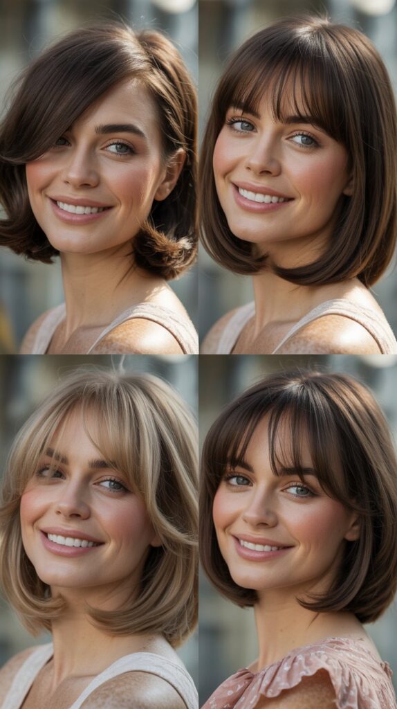 Soft-Layered Bob With Long Sweeping Bangs