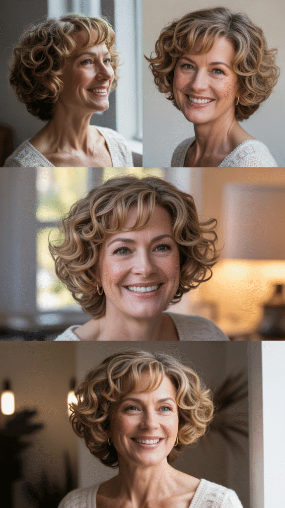 Curly Bob with Highlights