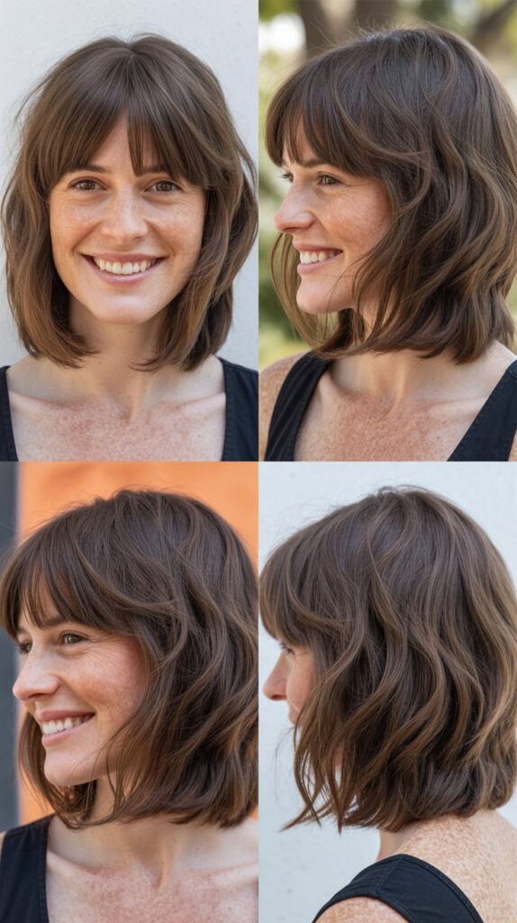 Long Bob with Textured Curtain Bangs