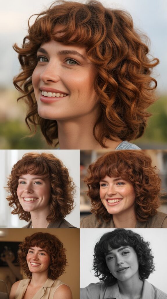 Bouncy Curls with Full Fringe