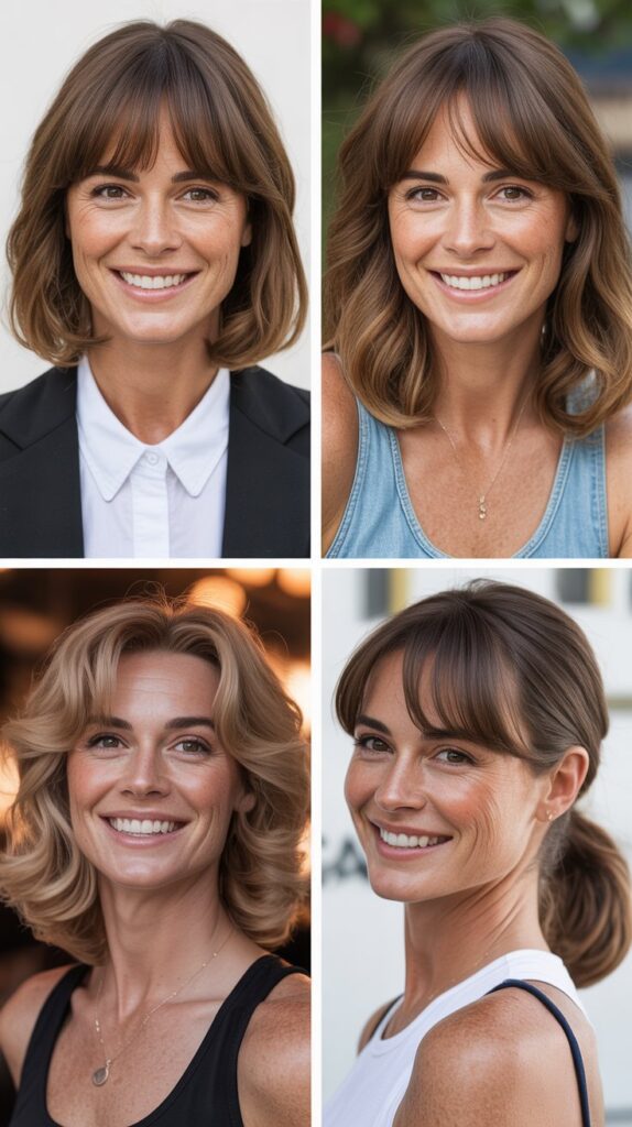 Rounded Bangs with Layered Ends