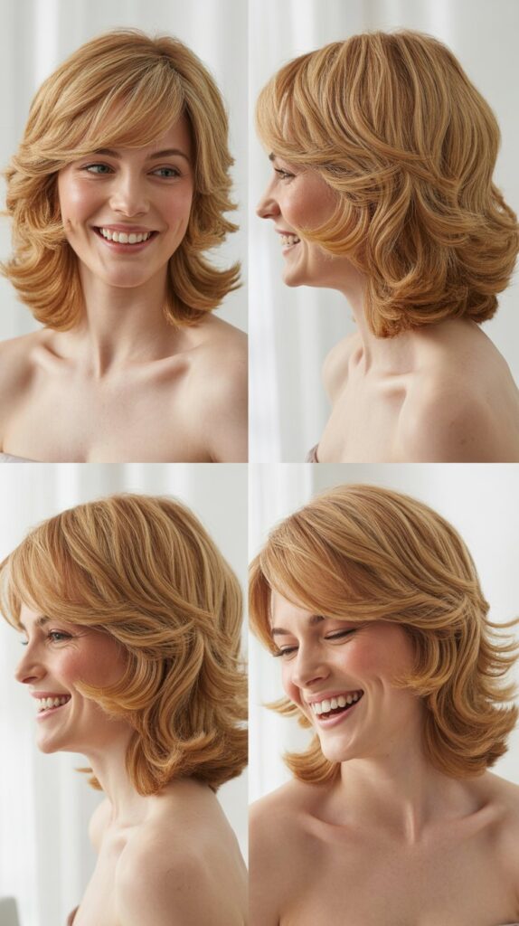 Layered Waves with Feathered Bangs