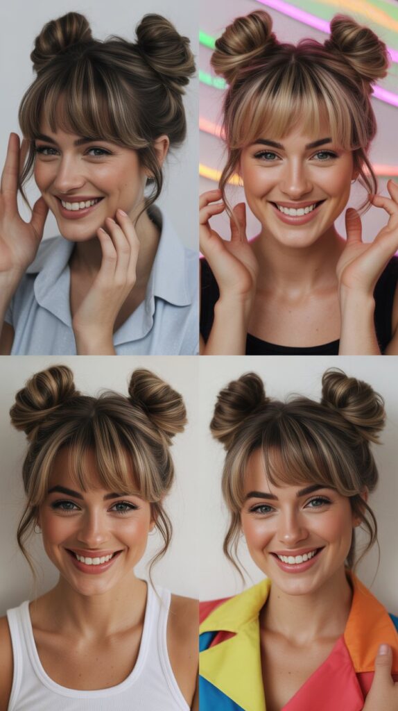Space Buns with Baby Bangs