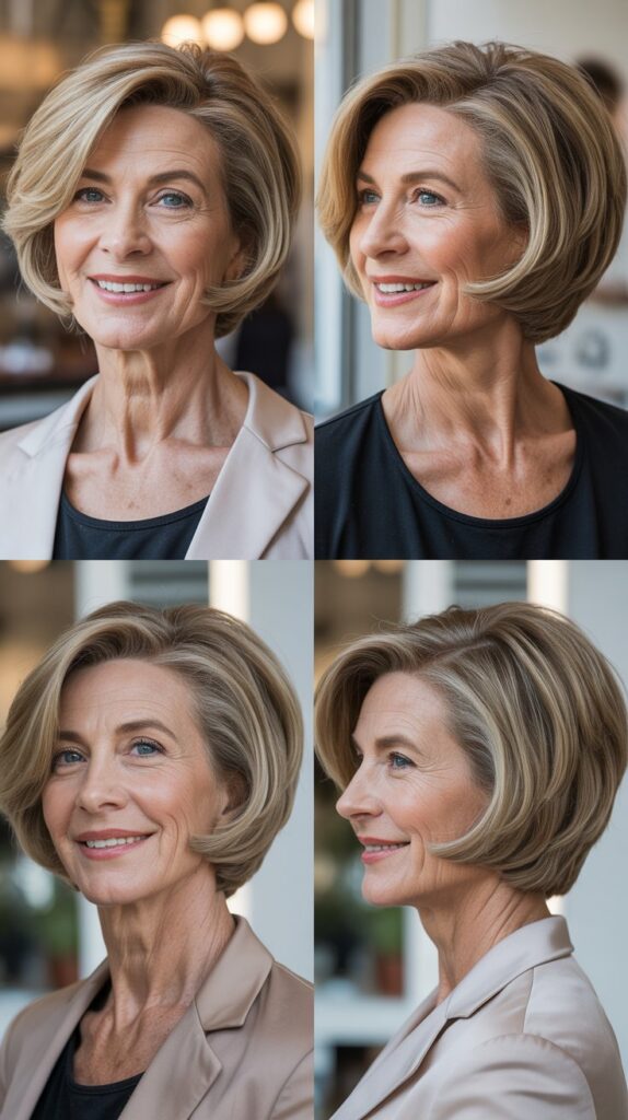 27 Short Bob Hairstyles for Women Over 50 with Fine Hair That Look Full 8 The Rounded Bob