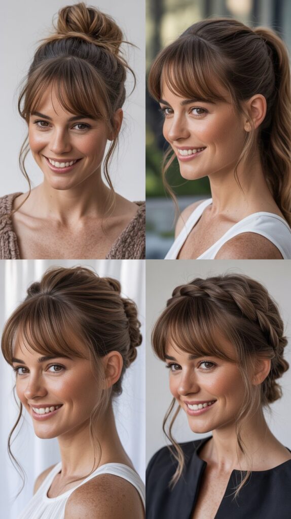 Wispy Bangs with Updos and Ponytails