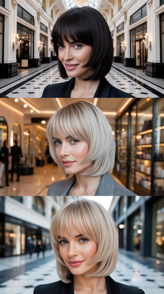 33 French-Inspired Bob Hairstyles With Fringe That Look Timeless 29 Sleek Bob With Asymmetrical Fringe
