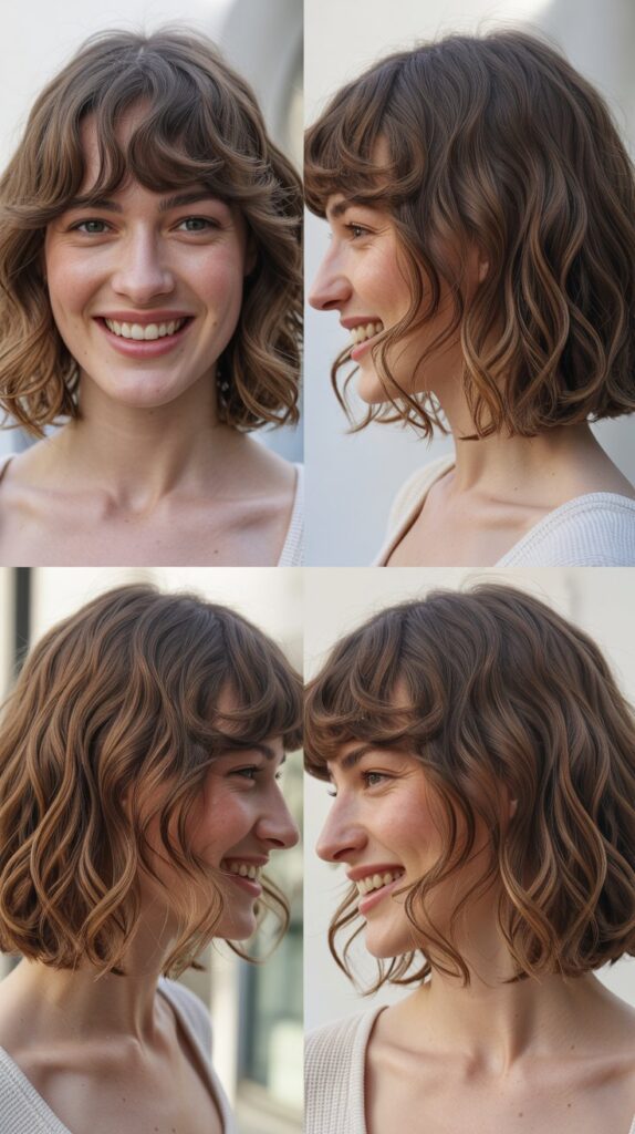 Wavy Lob with Curtain Bangs