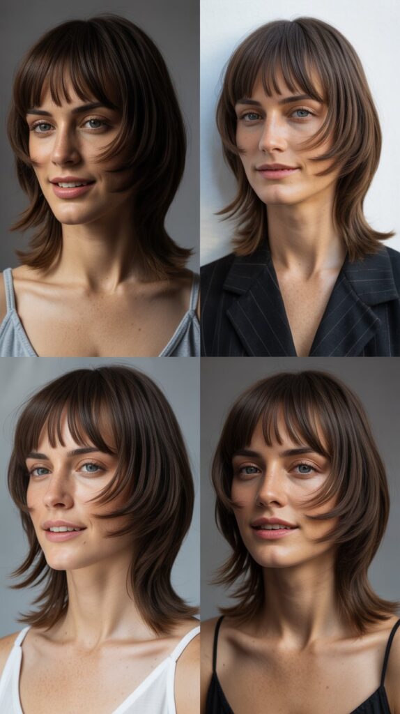 Asymmetrical Medium Cut with Curtain Bangs
