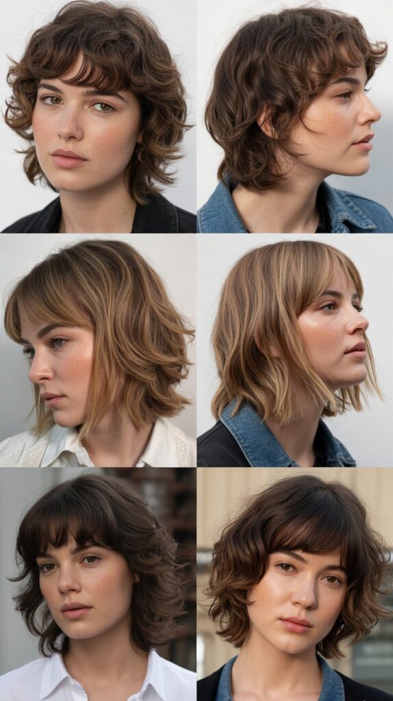 42 Medium Haircuts With Bangs for Thin Hair That Add Volume 23 Textured Midi With Curtain Fringe
