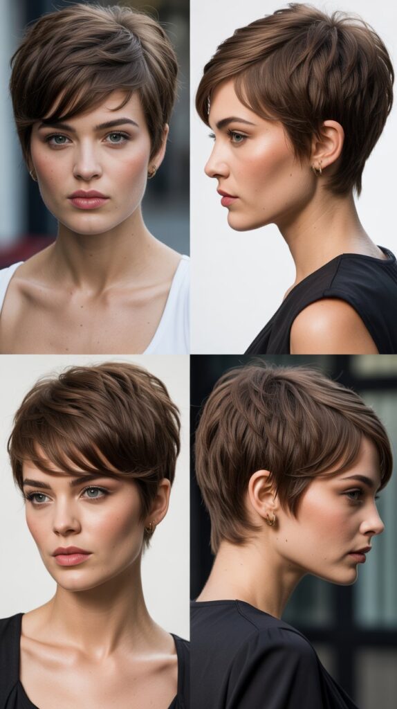 51 Best Haircuts for Thick Hair (Layered, Medium, Shoulder-Length) 5 Layered Pixie Cut