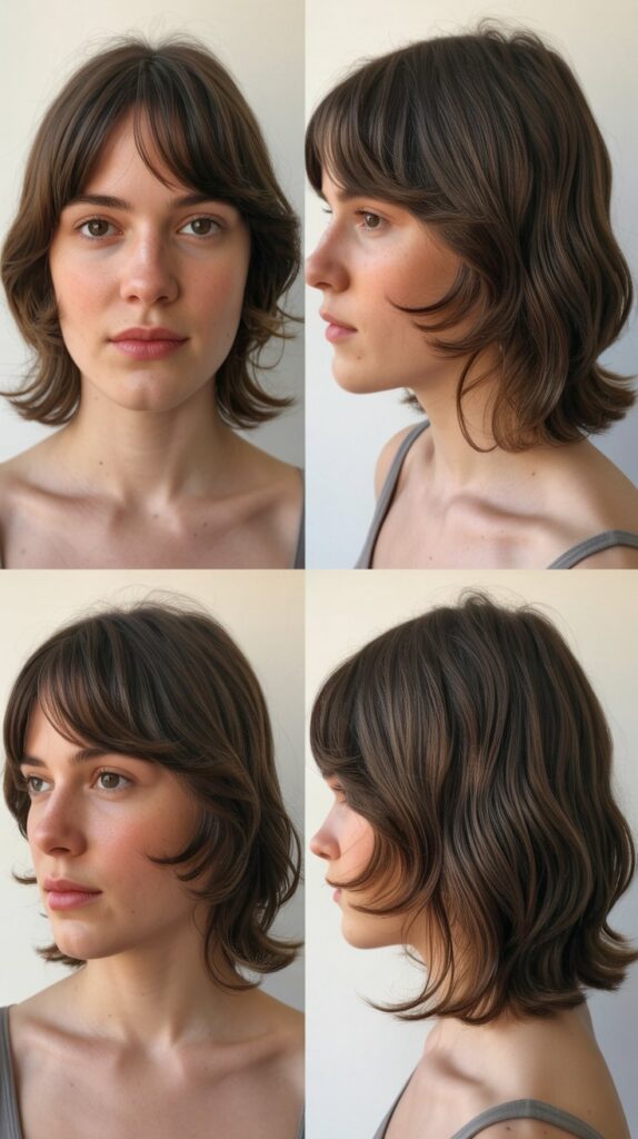 34 Gorgeous Medium-Length Hair With Bangs Ideas for a Modern Update 34 Natural Wave Lob with Soft Curtain Bangs