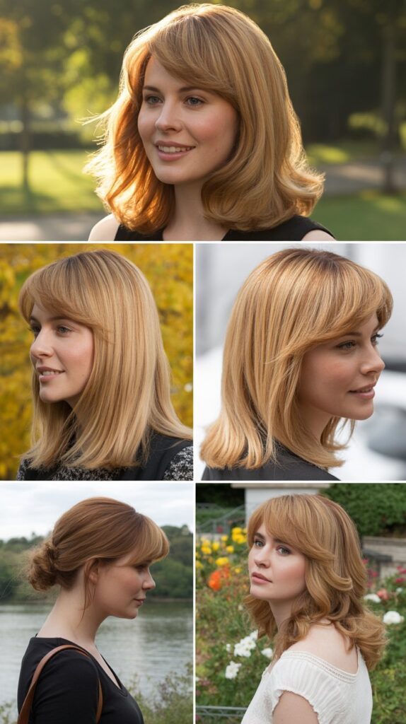 Medium-Length Sandy Blonde Hair with Side Bangs
