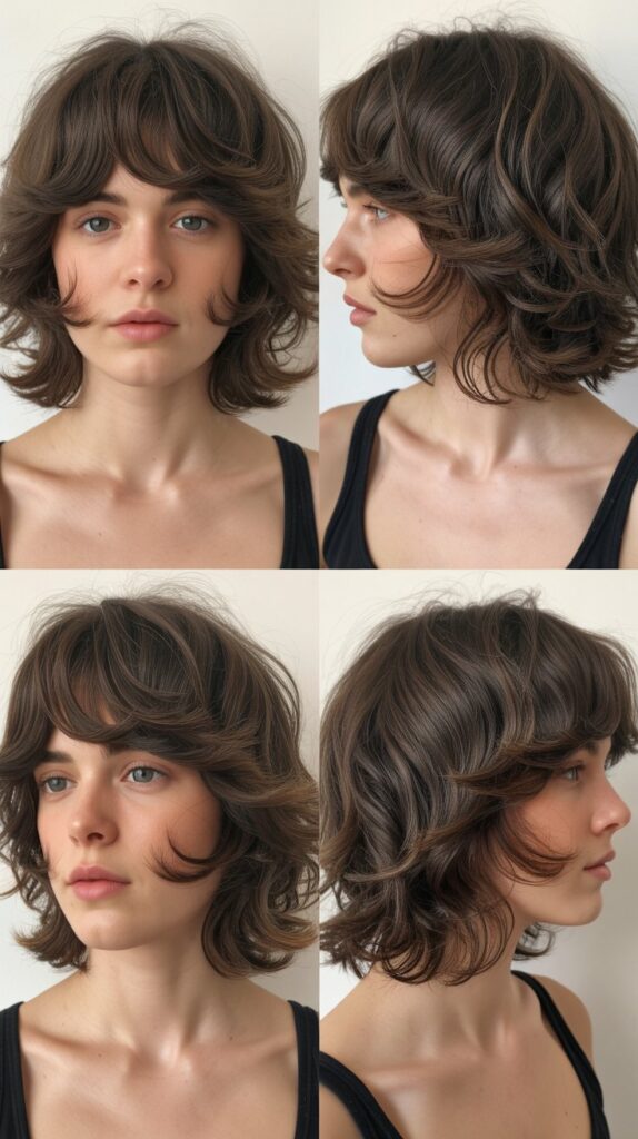 34 Gorgeous Medium-Length Hair With Bangs Ideas for a Modern Update 11 Tousled Lob with Feathered Bangs