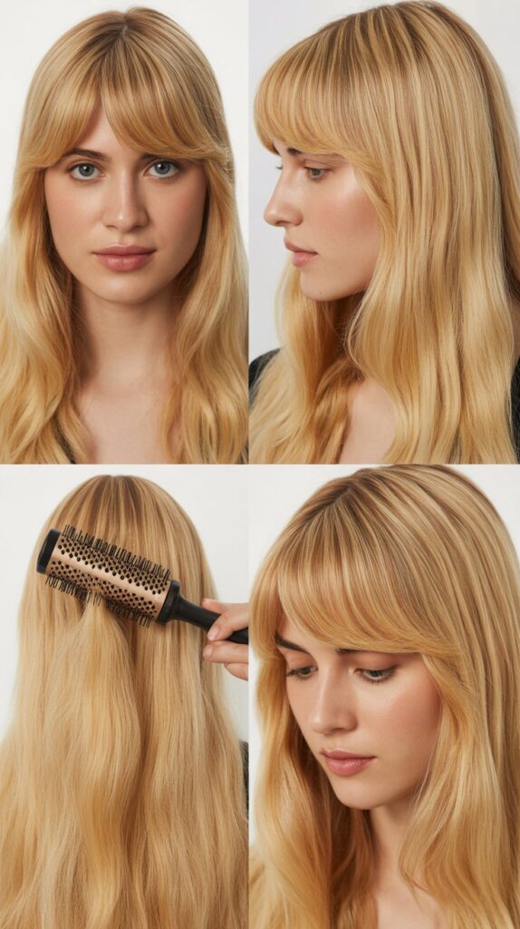 Curtain Bangs with Long Smooth Length