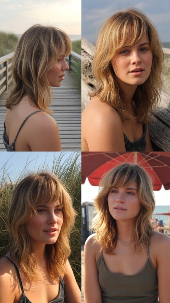 Tousled Medium Blonde Hair with Soft Side Bangs
