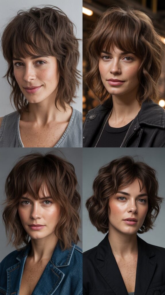 Razored Bangs with Undone Waves